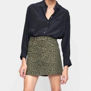 Zara leopard print denim skirt